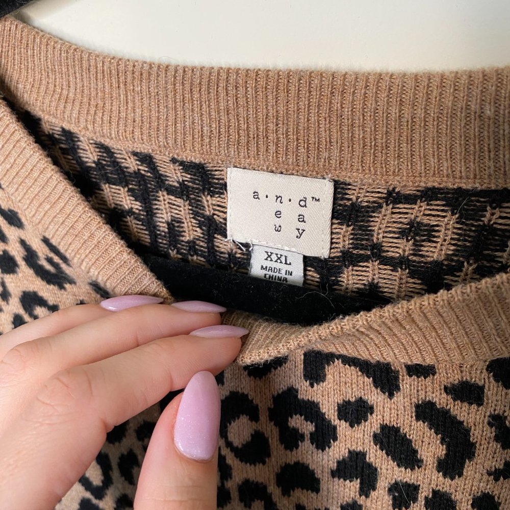 ๐ฎ A NEW DAY XXL LEOPARD SWEATER CREWNECK PULLOVER - Picture 4 of 7